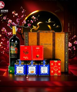 Hộp Quà Tết Rượu Hạt 3 Ngăn Da Nâu Classic 02