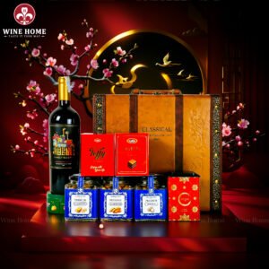 Hộp Quà Tết Rượu Hạt 3 Ngăn Da Nâu Classic 02