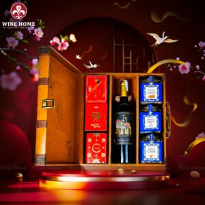 Hộp Quà Tết Rượu Hạt 3 Ngăn Da Nâu Classic 02