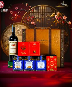 Hộp Quà Tết Rượu Hạt 3 Ngăn Da Nâu Classic 03