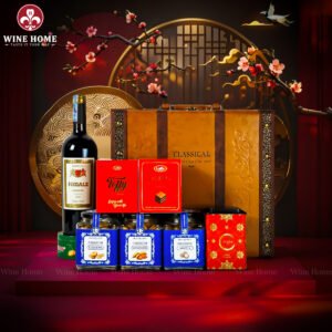 Hộp Quà Tết Rượu Hạt 3 Ngăn Da Nâu Classic 03
