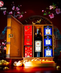 Hộp Quà Tết Rượu Hạt 3 Ngăn Da Nâu Classic 03