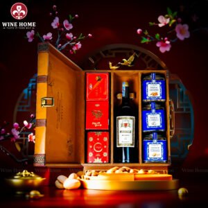 Hộp Quà Tết Rượu Hạt 3 Ngăn Da Nâu Classic 03