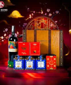 Hộp Quà Tết Rượu Hạt 3 Ngăn Da Nâu Classic 04
