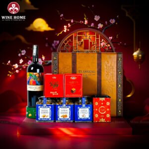 Hộp Quà Tết Rượu Hạt 3 Ngăn Da Nâu Classic 04