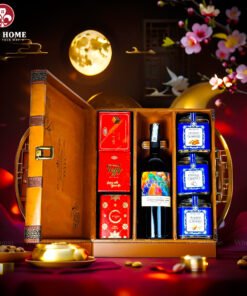 Hộp Quà Tết Rượu Hạt 3 Ngăn Da Nâu Classic 04