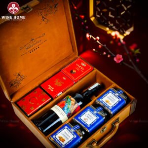 Hộp Quà Tết Rượu Hạt 3 Ngăn Da Nâu Classic 04
