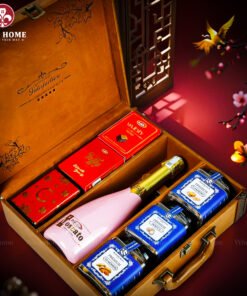 Hộp Quà Tết Rượu Hạt 3 Ngăn Da Nâu Classic 05