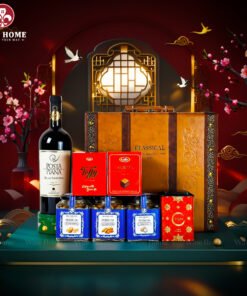 Hộp Quà Tết Rượu Hạt 3 Ngăn Da Nâu Classic 06
