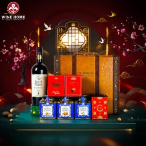 Hộp Quà Tết Rượu Hạt 3 Ngăn Da Nâu Classic 06