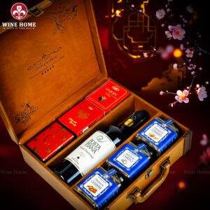 Hộp Quà Tết Rượu Hạt 3 Ngăn Da Nâu Classic 06