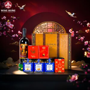 Hộp Quà Tết Rượu Hạt 3 Ngăn Da Nâu Classic 08