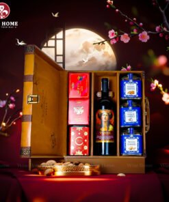 Hộp Quà Tết Rượu Hạt 3 Ngăn Da Nâu Classic 08