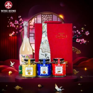 Hộp Quà Tết Rượu Hạt Da Đỏ Quai Xách Dọc 02