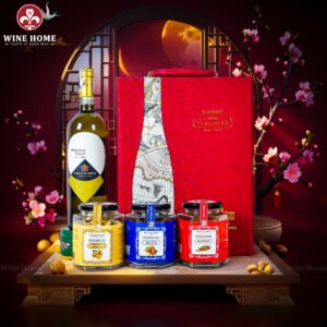 Hộp Quà Tết Rượu Hạt Da Đỏ Quai Xách Dọc 04