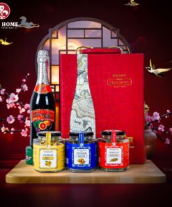 Hộp Quà Tết Rượu Hạt Da Đỏ Quai Xách Dọc 05