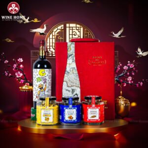 Hộp Quà Tết Rượu Hạt Da Đỏ Quai Xách Dọc 06