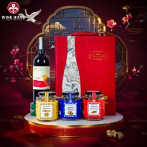Hộp Quà Tết Rượu Hạt Da Đỏ Quai Xách Dọc 07