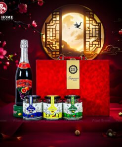 Hộp Quà Tết Rượu Hạt Hộp Da Đỏ Quai Ngang 02