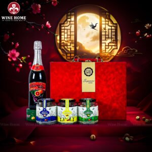 Hộp Quà Tết Rượu Hạt Hộp Da Đỏ Quai Ngang 02