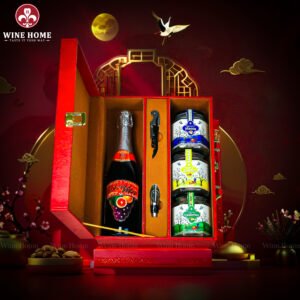 Hộp Quà Tết Rượu Hạt Hộp Da Đỏ Quai Ngang 02