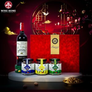Hộp Quà Tết Rượu Hạt Hộp Da Đỏ Quai Ngang 03
