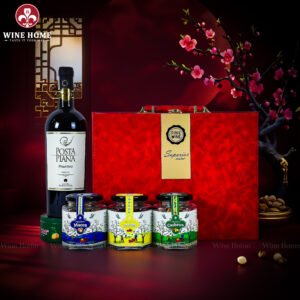 Hộp Quà Tết Rượu Hạt Hộp Da Đỏ Quai Ngang 06