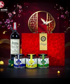 Hộp Quà Tết Rượu Hạt Hộp Da Đỏ Quai Ngang 07