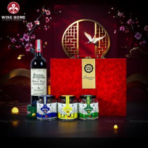 Hộp Quà Tết Rượu Hạt Hộp Da Đỏ Quai Ngang 07