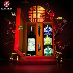 Hộp Quà Tết Rượu Hạt Hộp Da Đỏ Quai Ngang 07