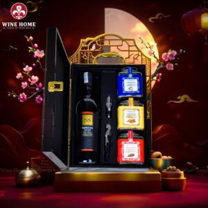 Hộp Quà Tết Rượu Hạt Hộp Gỗ Sơn Mài Wine Home 01