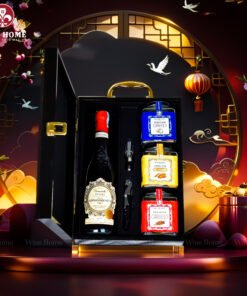 Hộp Quà Tết Rượu Hạt Hộp Gỗ Sơn Mài Wine Home 05