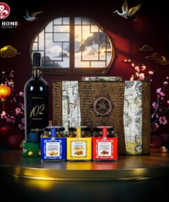 Hộp Quà Tết Rượu Hạt Hộp Da Vali Họa Tiết Vô Lăng 01