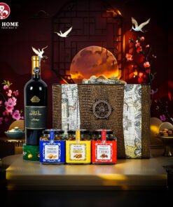Hộp Quà Tết Rượu Hạt Hộp Da Vali Họa Tiết Vô Lăng 02