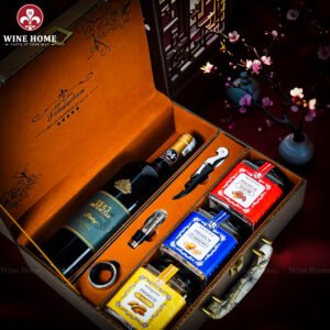 Hộp Quà Tết Rượu Hạt Hộp Da Vali Họa Tiết Vô Lăng 02