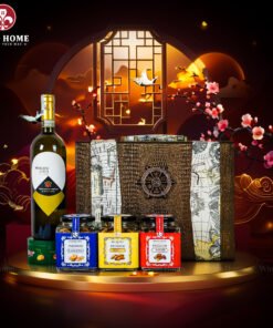 Hộp Quà Tết Rượu Hạt Hộp Da Vali Họa Tiết Vô Lăng 04