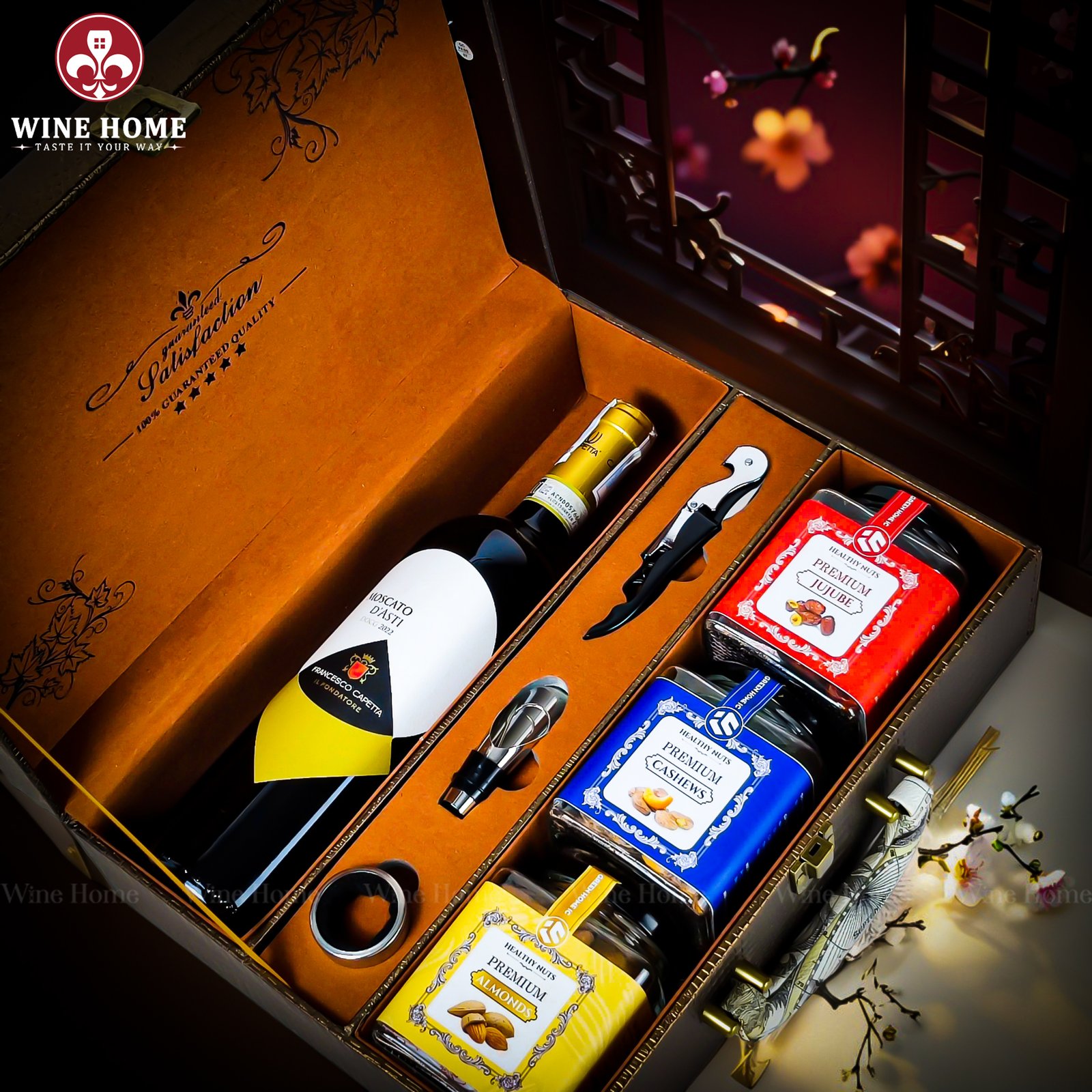 Hộp Quà Tết Rượu Hạt Hộp Da Vali Họa Tiết Vô Lăng 04 Hộp Quà Tết Rượu Hạt Hộp Da Vali Họa Tiết Vô Lăng 04