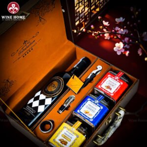 Hộp Quà Tết Rượu Hạt Hộp Da Vali Họa Tiết Vô Lăng 05