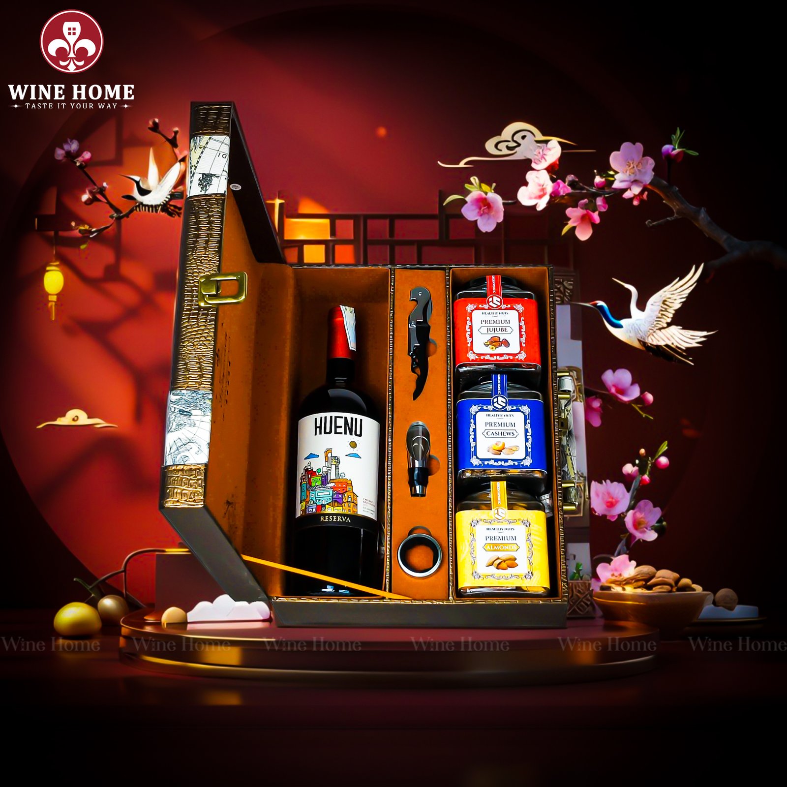 Hộp Quà Tết Rượu Hạt Hộp Da Vali Họa Tiết Vô Lăng 06 Hộp Quà Tết Rượu Hạt Hộp Da Vali Họa Tiết Vô Lăng 06