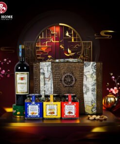 Hộp Quà Tết Rượu Hạt Hộp Da Vali Họa Tiết Vô Lăng 07
