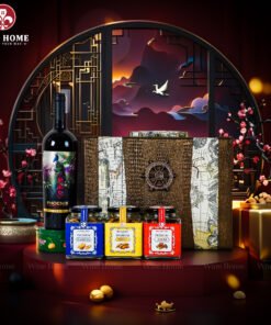 Hộp Quà Tết Rượu Hạt Hộp Da Vali Họa Tiết Vô Lăng 08