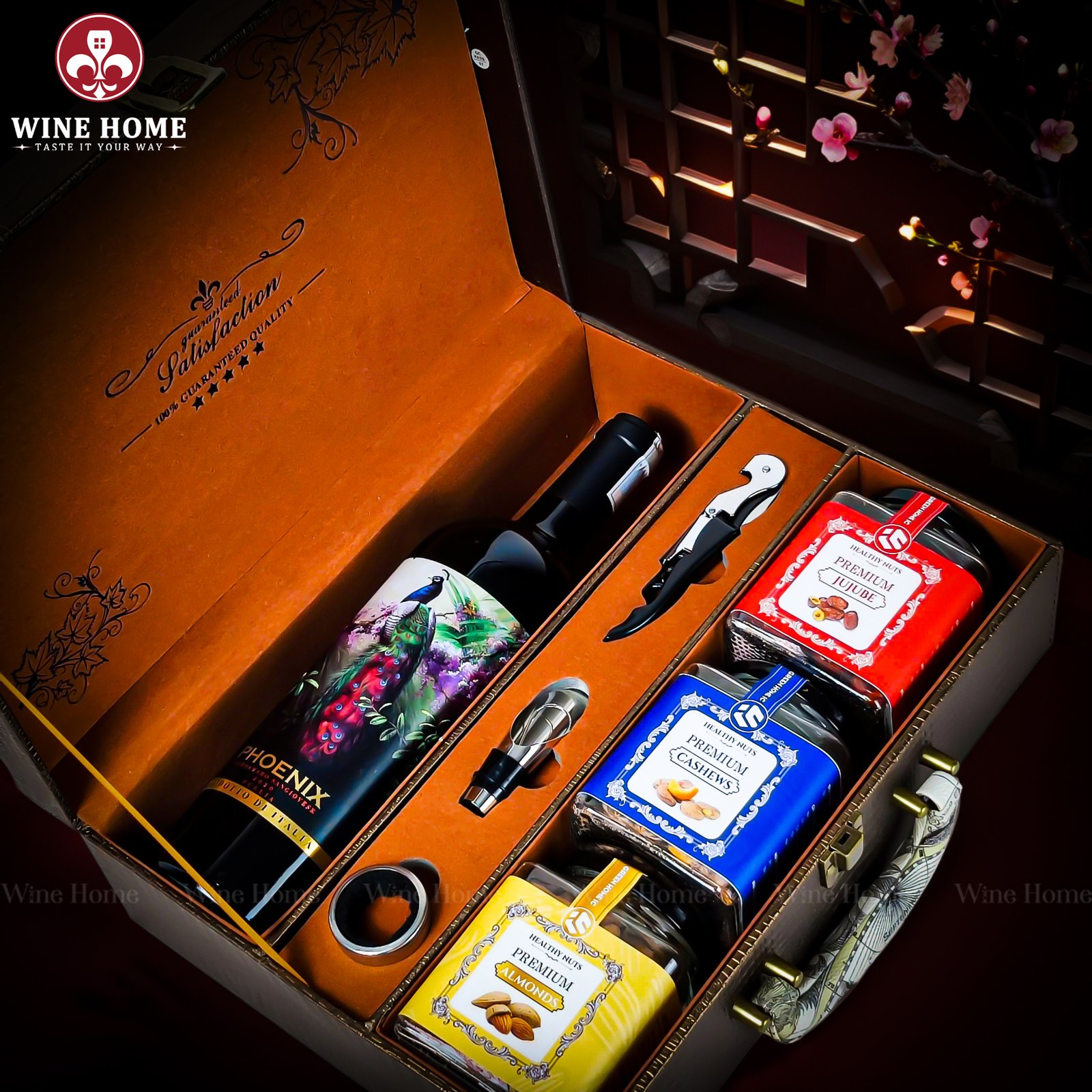 Hộp Quà Tết Rượu Hạt Hộp Da Vali Họa Tiết Vô Lăng 08 Hộp Quà Tết Rượu Hạt Hộp Da Vali Họa Tiết Vô Lăng 08