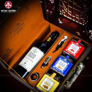 Hộp Quà Tết Rượu Hạt Hộp Da Vali Họa Tiết Vô Lăng 09