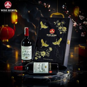 Hộp Quà Rượu Vang 2 chai Château Haut Goujon 2018 | Hộp Gỗ Sơn Mài Cao Cấp – Món Quà Sang Trọng Từ Wine Home | Rượu Vang Wine Home Hộp Quà Rượu Vang 2 chai Château Haut Goujon 2018