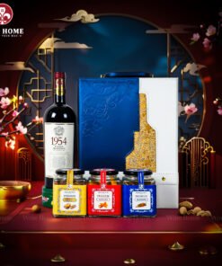 Hộp Quà Tết Rượu Hạt Hộp Da Xanh Quai Xách Dọc 02