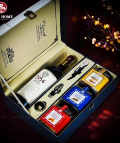 Hộp Quà Tết Rượu Hạt Hộp Da Xanh Quai Xách Dọc 02 - Quà Tặng Doanh Nghiệp Sang Trọng | Rượu Vang Wine Home Hộp Quà Tết Rượu Hạt Hộp Da Xanh Quai Xách Dọc 02