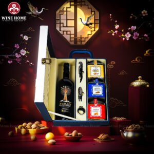 Hộp Quà Tết Rượu Hạt Hộp Da Xanh Quai Xách Dọc 03