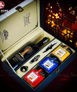 Hộp Quà Tết Rượu Hạt Hộp Da Xanh Quai Xách Dọc 03