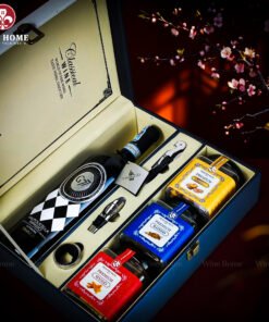 Hộp Quà Tết Rượu Hạt Hộp Da Xanh Quai Xách Dọc 04