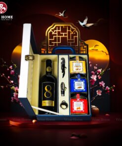 Hộp Quà Tết Rượu Hạt Hộp Da Xanh Quai Xách Dọc 06